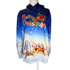 John Hancock Hoodie Pullover Ugly Christmas  XL  Winter Graphic Festive